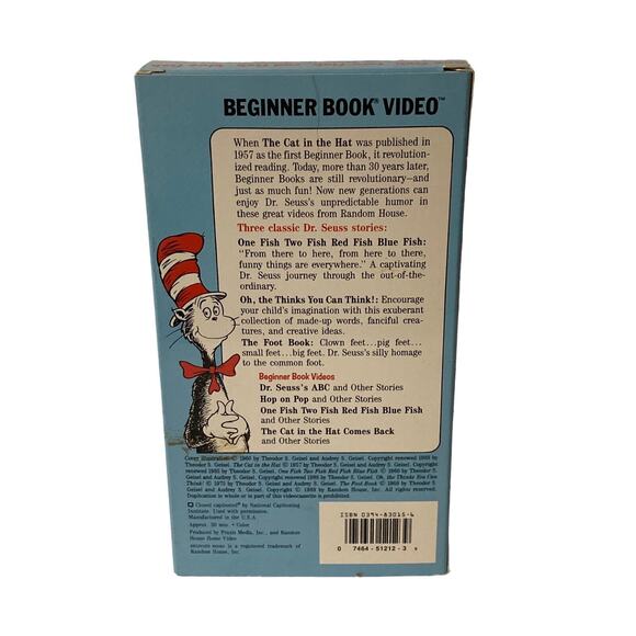 Dr. Seuss One Fish Two Fish Red Fish Blue Fish VHS video tape 1989 - Picture 3 of 8